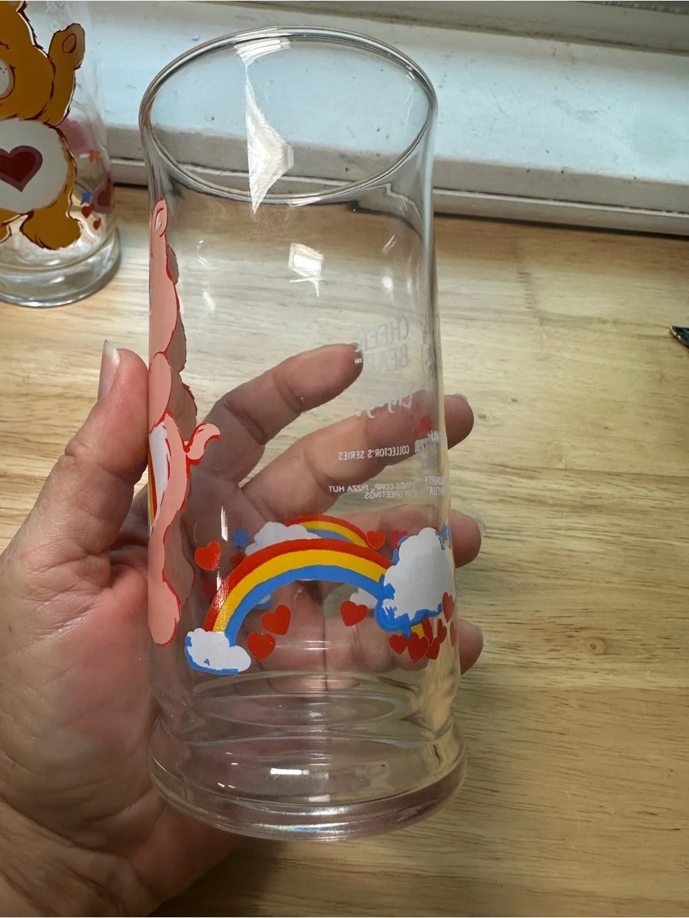 Vintage Care Bears Drinking Glasses - tenderHeart & cheer bear Rainbow